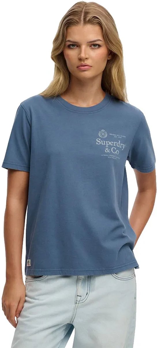 Superdry Luxe Casual Relaxed T-shirt Dames T-shirts Vintage Indigo