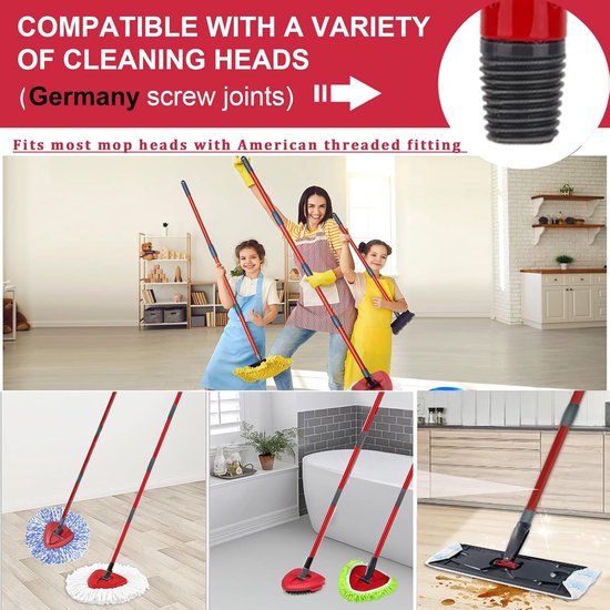 Reserve Steel - Mop Steel Set - Grondig Reinigen - Set van Twee - 260 cm Lengte - Grijs — afbeelding 2