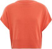 Knit Factory Casy Dames Gebreide Top - Zomertop met Korte Mouw - Trui met korte mouw gemaakt van 50% Katoen & 50% Acryl - Luchtig en ademend - Sunset Orange - 40/42