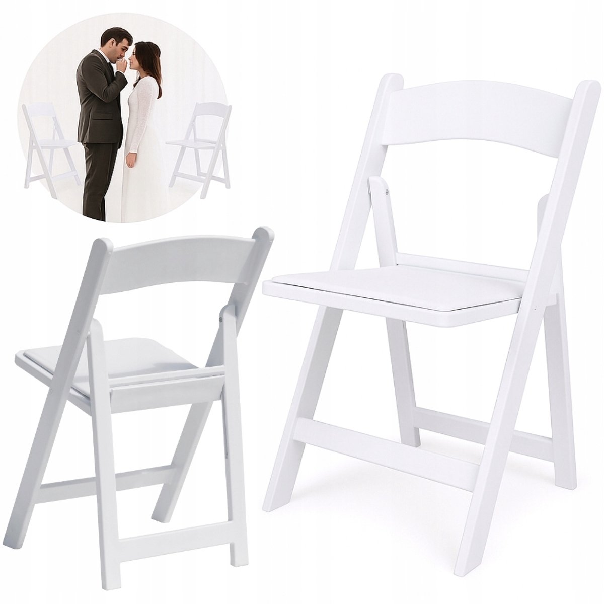 Bankietowo Wedding Serie - Inklapstoel - Wit - Eko Leer - Ergonomisch Design