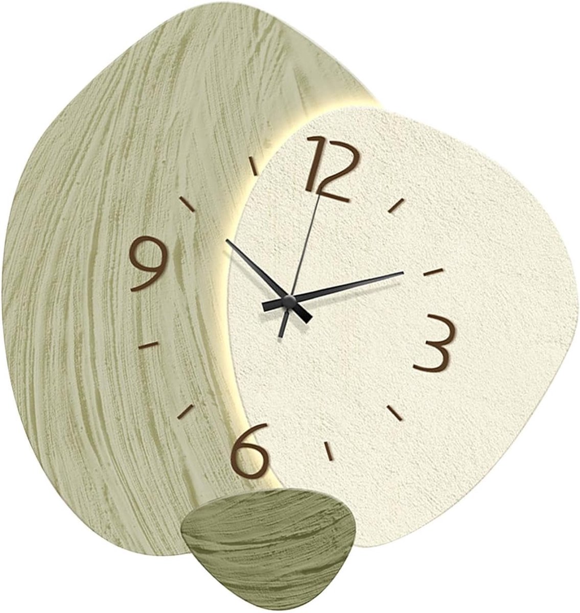 Wandhorloge stille voor kinderen, Wandhorloge zonder tic-tac, decoratieve horloge voor badkamer, klaszaal, boerderij, groen