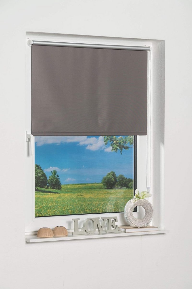 Verduisterend Thermo Rolgordijn Grijs 250x80 cm | Montage Zonder Boren