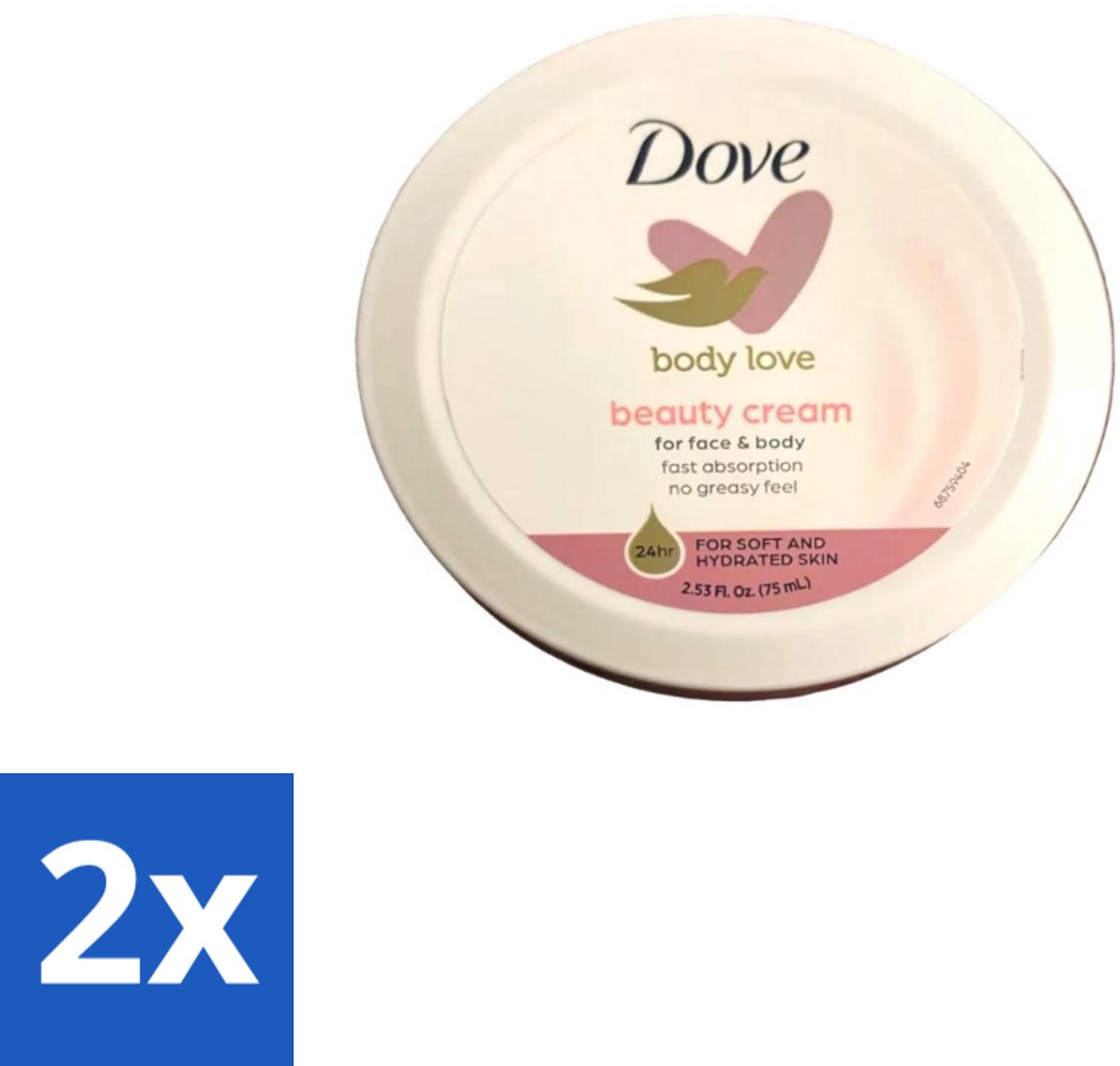 Dove – Bodycrème – Beauty Cream – 75 ml - Voordeelverpakking - 2 stuks