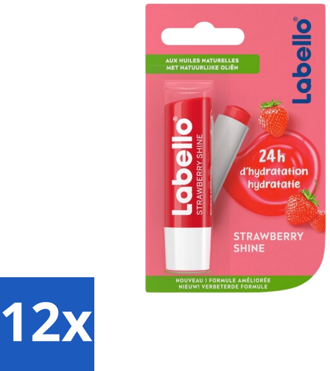 Labello – Lippenbalsem – Strawberry Shine - Voordeelverpakking - 12 stuks