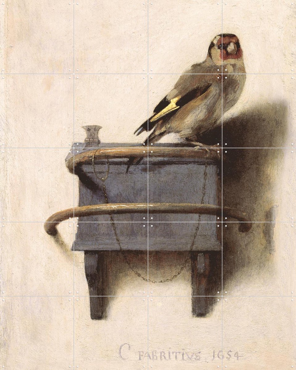IXXI Het puttertje, Carel Fabritius & Mauritshuis - 80 x 100 cm - Gratis ophangtool - Grote wanddecoratie en posters - Naturalisme, Realisme