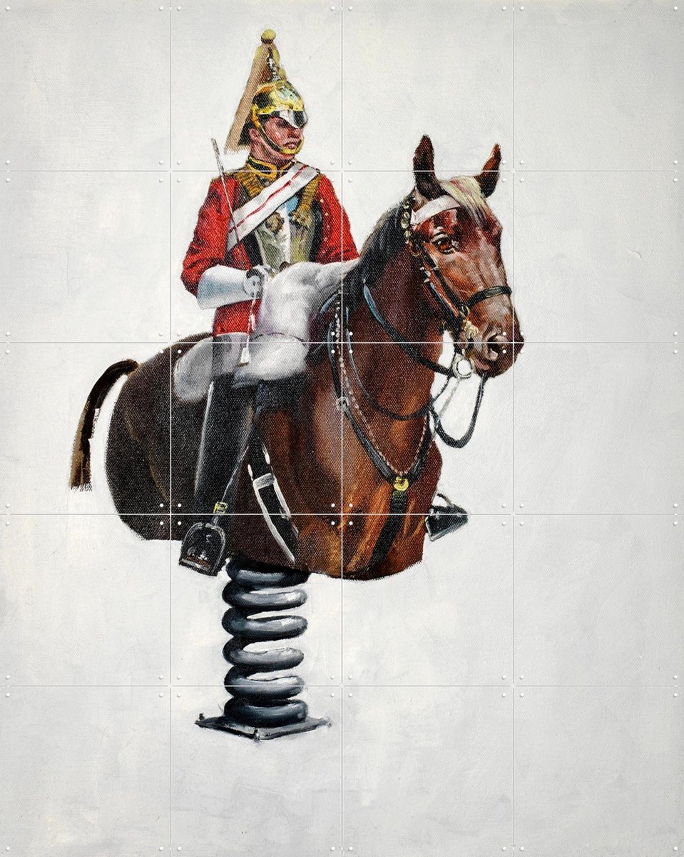 IXXI Horse, Banksy - 80 x 100 cm - Gratis ophangtool - Grote wanddecoratie en posters - Street art, Kleurrijk, Pop art, Illustraties, Mancave