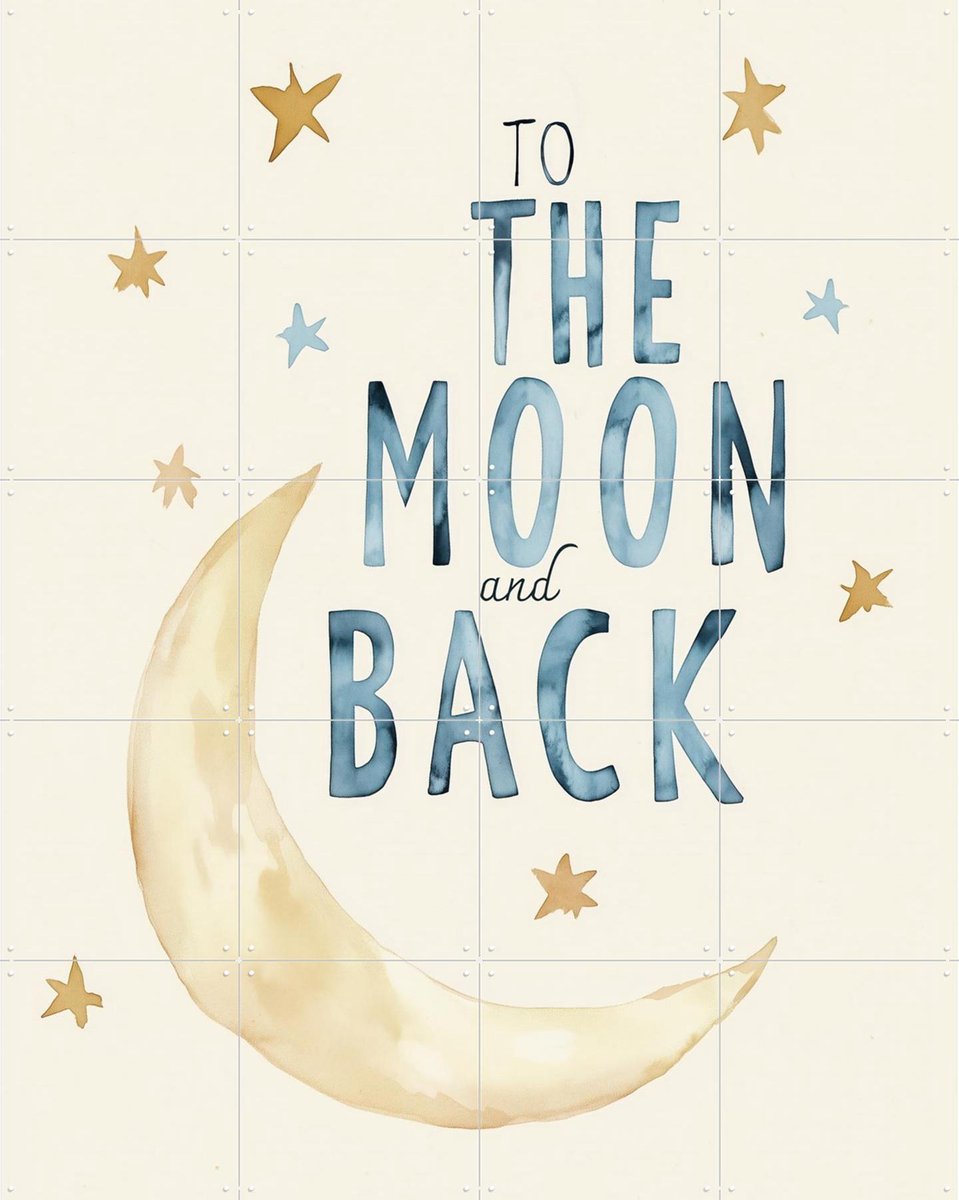 IXXI To the moon and back, Treechild & Various - 80 x 100 cm - Gratis ophangtool - Grote wanddecoratie en posters - Fantasierijk, Aquarel