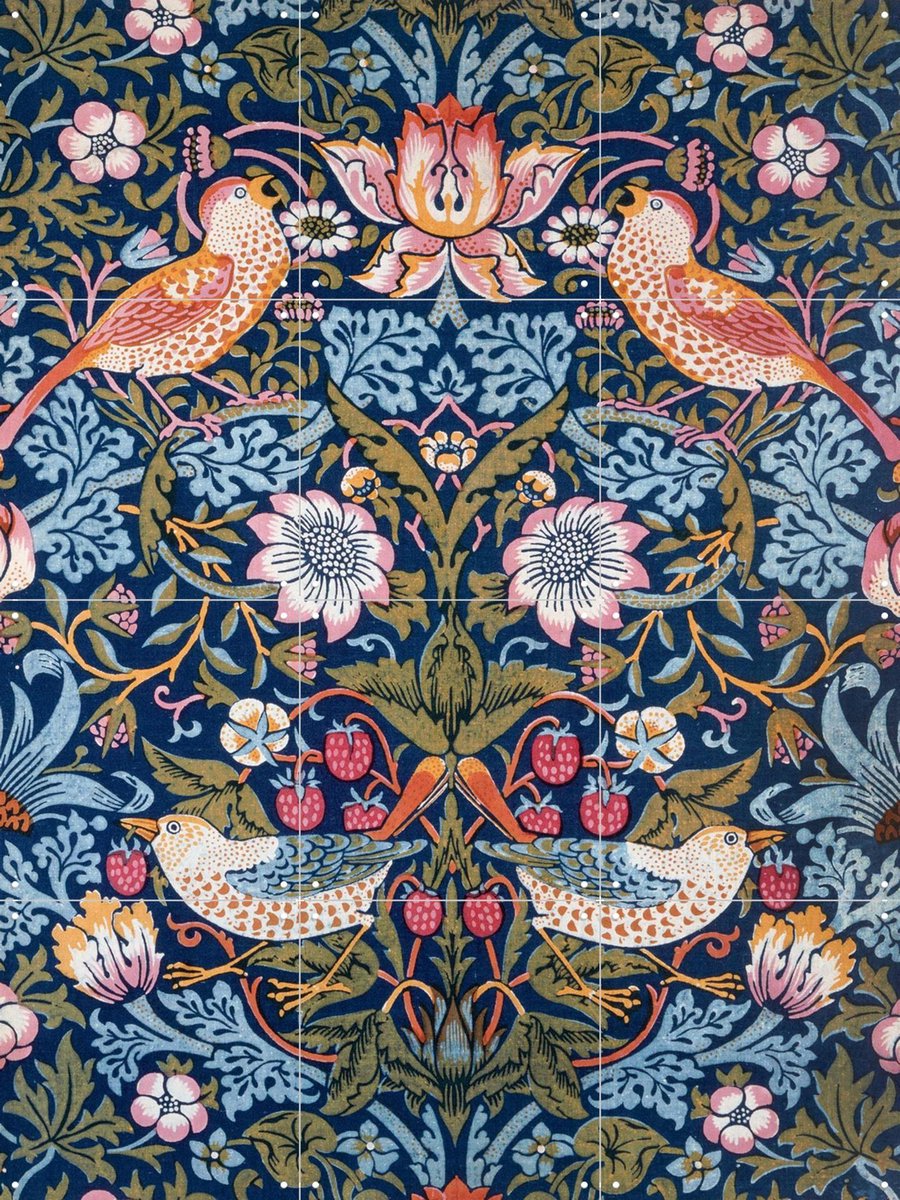 IXXI Strawberry Thief, William Morris & Victoria and Albert Museum - 60 x 80 cm - Gratis ophangtool - Grote wanddecoratie en posters - Klassiek