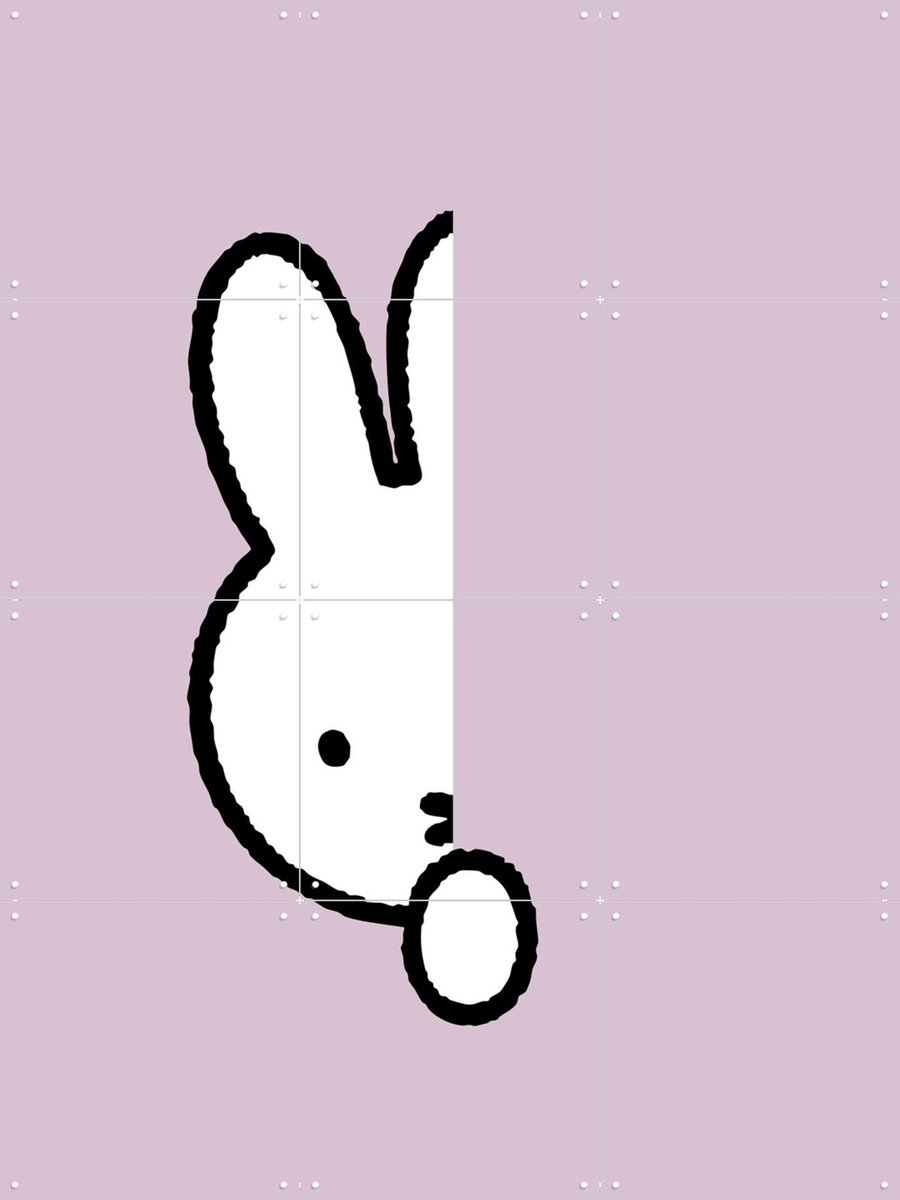 IXXI Nijntje Verstoppertje Lila, Nijntje - 60 x 80 cm - Gratis ophangtool - Grote wanddecoratie en posters - Line art, Speels, Cartoonesk, Grafisch