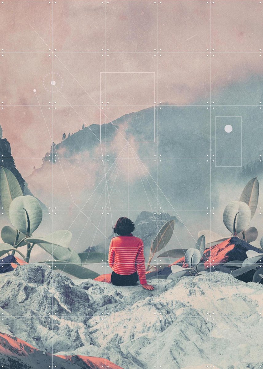 IXXI Lost in the 17th Dimension, Frank Moth - 100 x 140 cm - Gratis ophangtool - Grote wanddecoratie en posters - Kleurrijk, Digitale Kunst, Collage