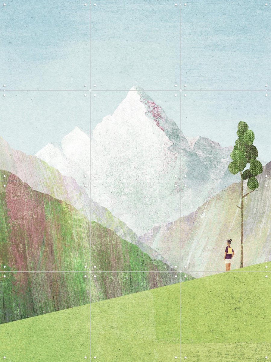 IXXI The Valley, Henry Rivers - 60 x 80 cm - Gratis ophangtool - Grote wanddecoratie en posters - Illustraties, Minimalisme, Woonkamer, Mancave