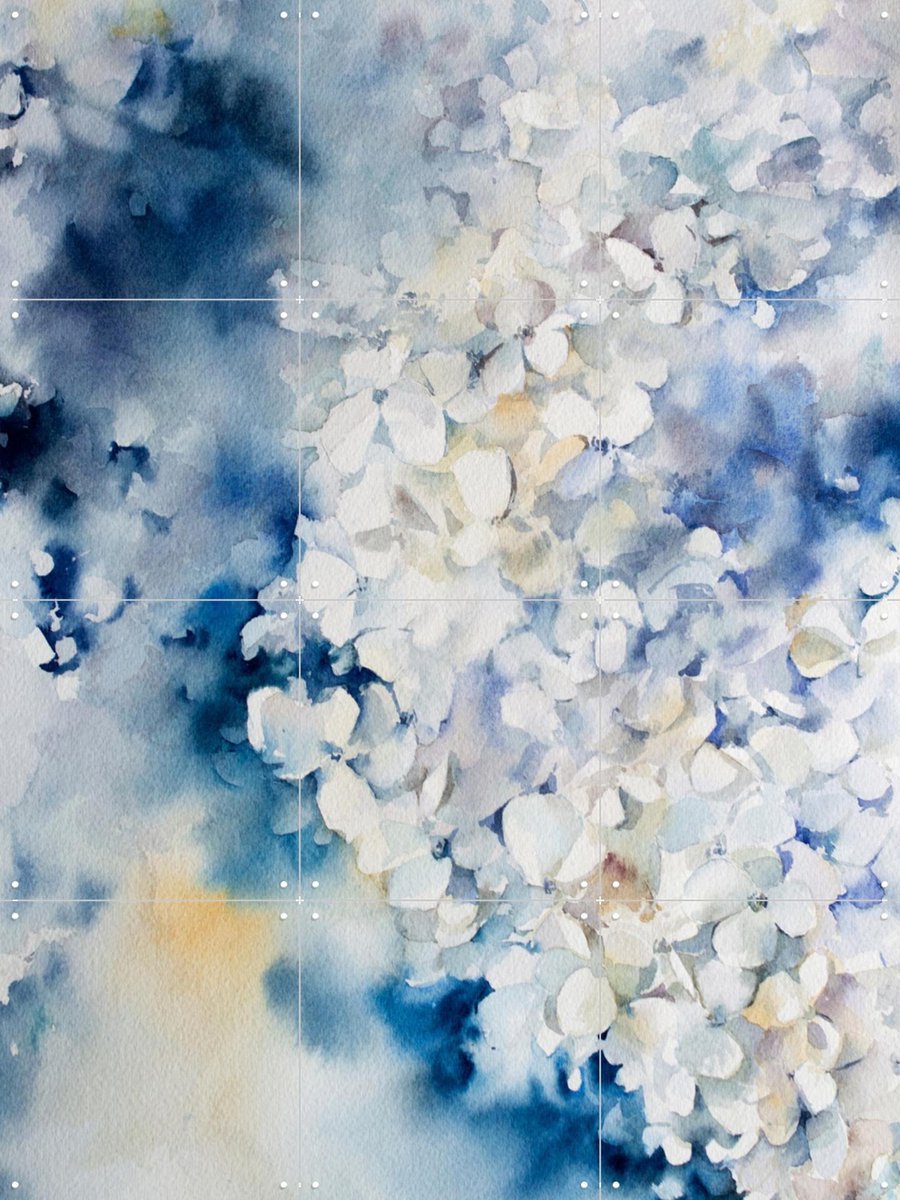 IXXI Hydrangea, Canot Stop Painting - 60 x 80 cm - Gratis ophangtool - Grote wanddecoratie en posters - Aquarel, Slaapkamer, Gang, Woonkamer