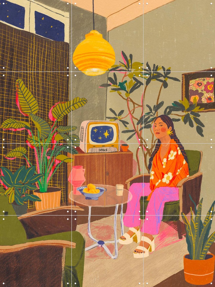 IXXI Your space, Gigi Rosado - 60 x 80 cm - Gratis ophangtool - Grote wanddecoratie en posters - Kleurrijk, Illustraties, Speels, Retro, Woonkamer