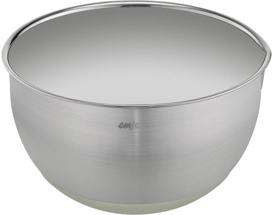 Bol de mélange Emsa Prep&Bake 3L - Acier inoxydable - Fond antidérapant - Met bec verseur - Diamètre 20cm