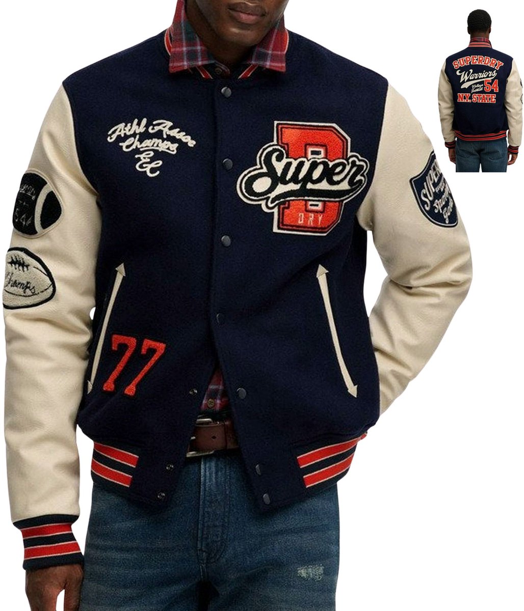 Superdry College Geborduurde Varsity Jas Heren Marineblauw