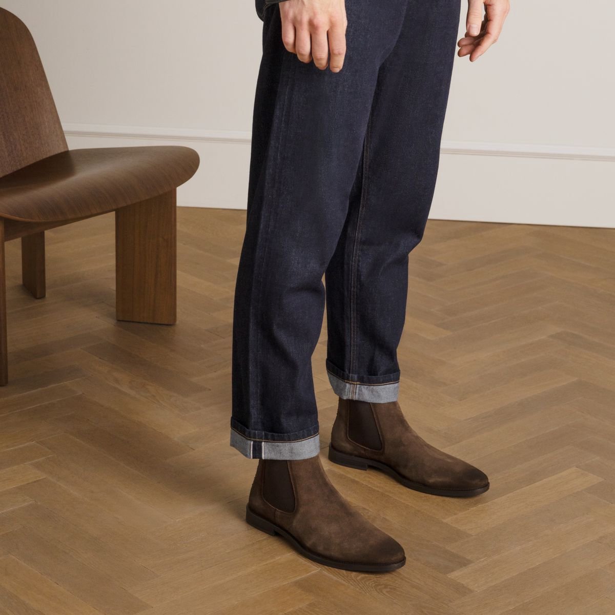 Manfield - Heren - Bruine suède chelsea boots - Maat 47