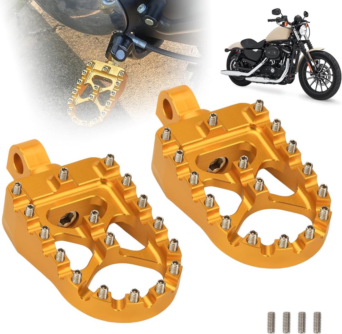 Brede Motor Voetsteunen 360° Draaibaar MX Stijl Universele Pasvorm