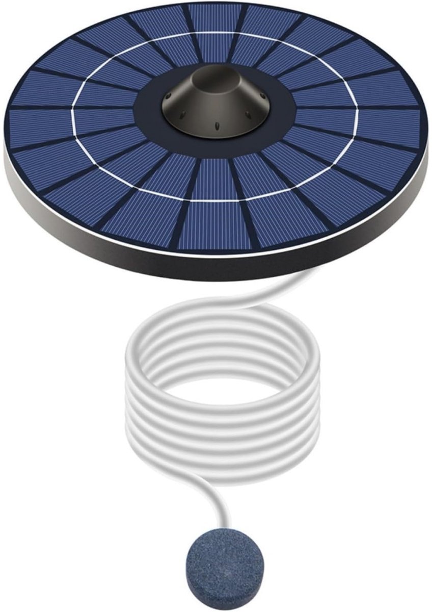 longziming -Zuurstofpomp - Solar Vijverbeluchter Zuurstofpomp – Zonne-energie Luchtpomp met Bruissteen & Luchtslang – Energiezuinig en Weerbestendig voor Vijver, Fontein en Aquarium