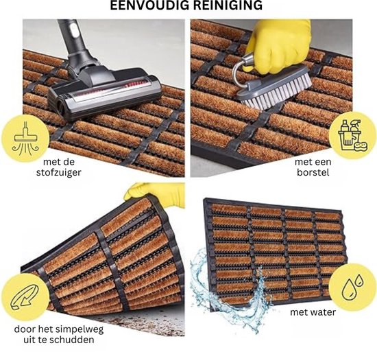 Aura® Borstelmat Voor Buiten - Voetenveger Van Kokusrubber - Deurmat Binnen Antislip - Deurmat Buiten - Vuilschraper - 40cm x 60cm x 3cm van Merkloos	 — afbeelding 4
