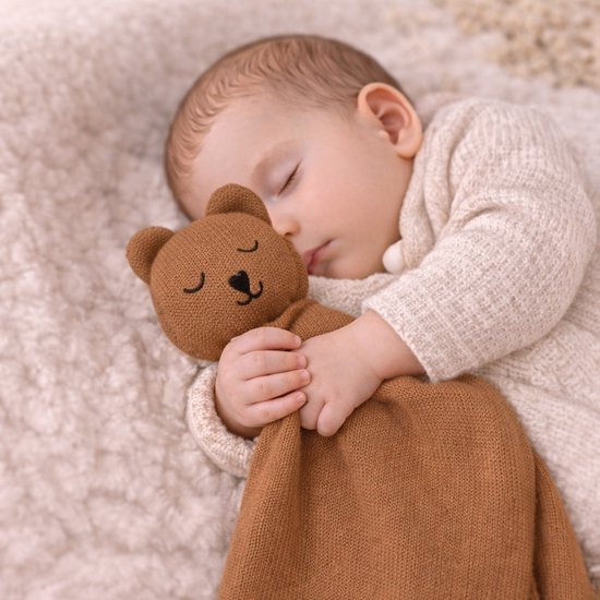 Zacht gebreid knuffeldoekje - handgemaakt - katoen - baby (storm groen) — afbeelding 3