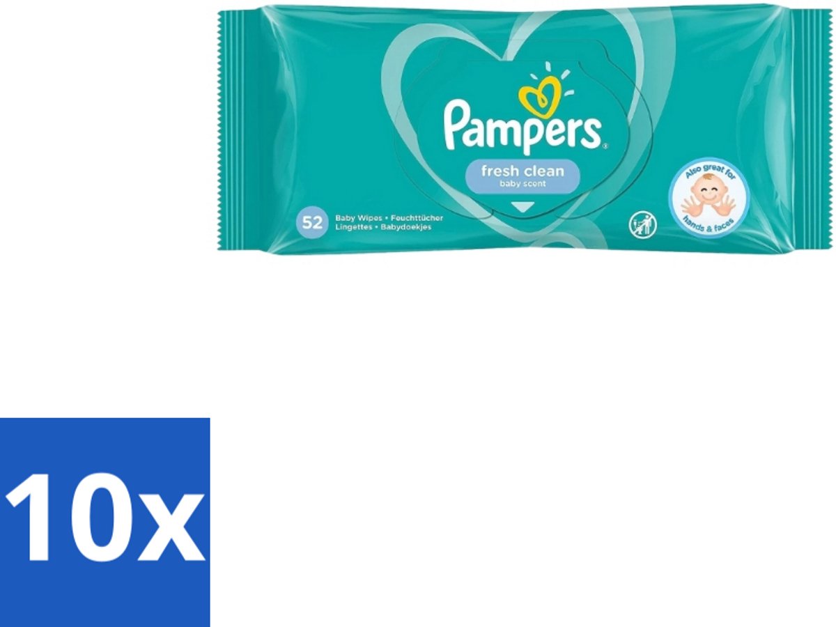 10 x Pampers – Billendoekjes – Fresh Clean – 52 Doekjes - Baby Billendoekjes - Billetjes Reinigen - Huidbescherming - Frisse Geur - Plantaardige Vezels
