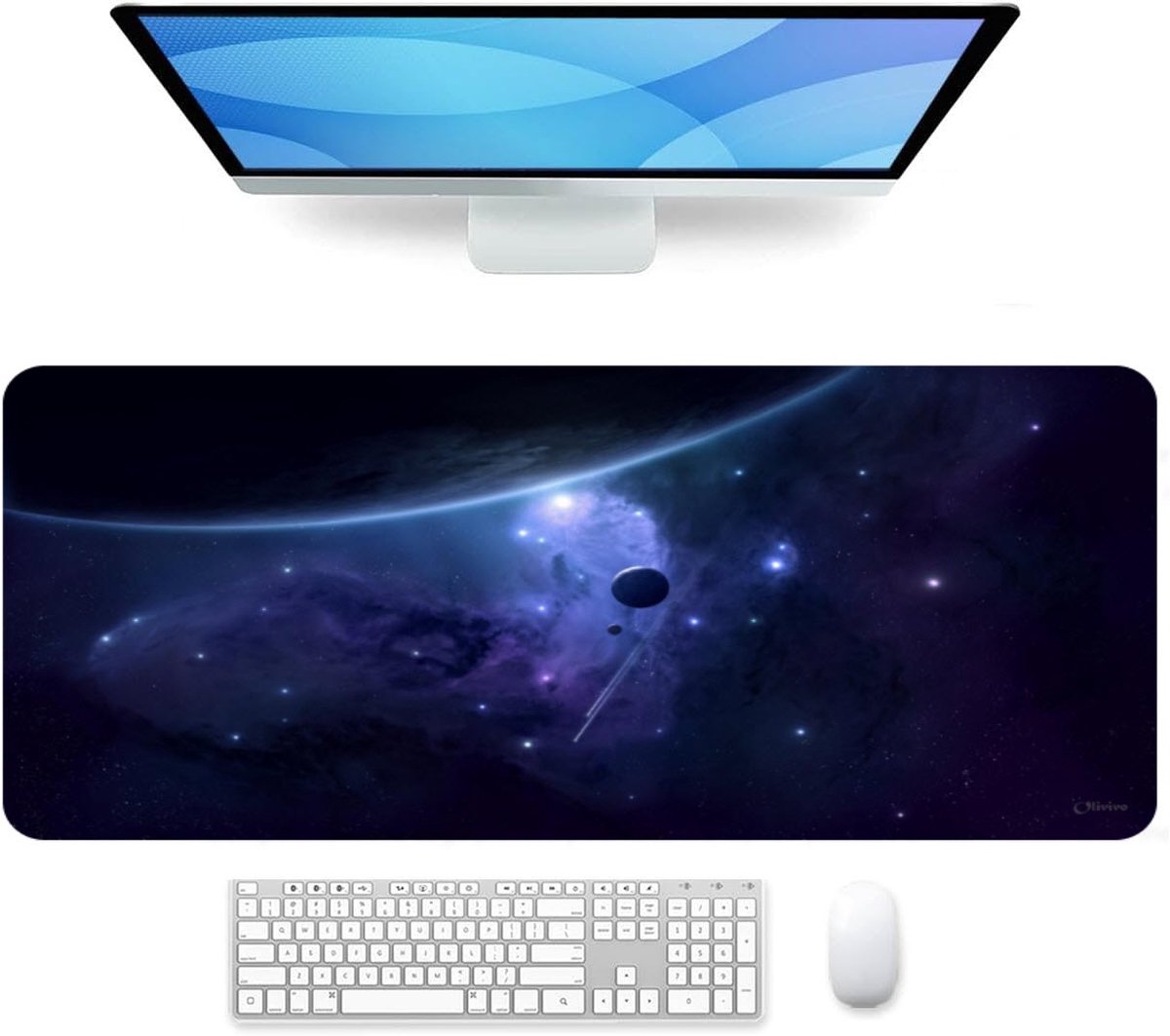 Bol.com Olivivo® Muismat Heelal - Gaming Mousepad XXL - Onderlegger - Grote Muismat - 90x40 CM - Bureaulegger - Toetsenbord - An... aanbieding
