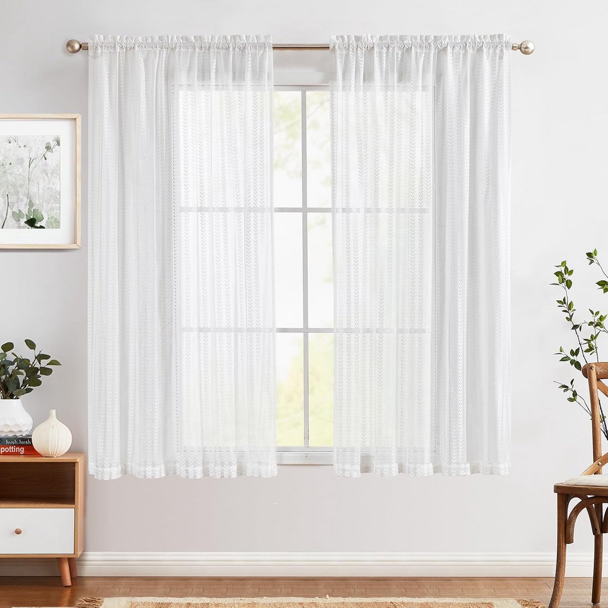 Transparante Witte Gordijnen 2 Stuks - Lichtfilterend en Privacy - 175x140 cm