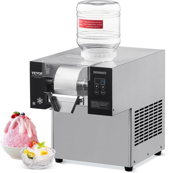 VEVOR CommerciëLe Sneeuwvlokijsmachine 80 KG/24 UUR Ijsscheerapparaat Roestvrij Staal