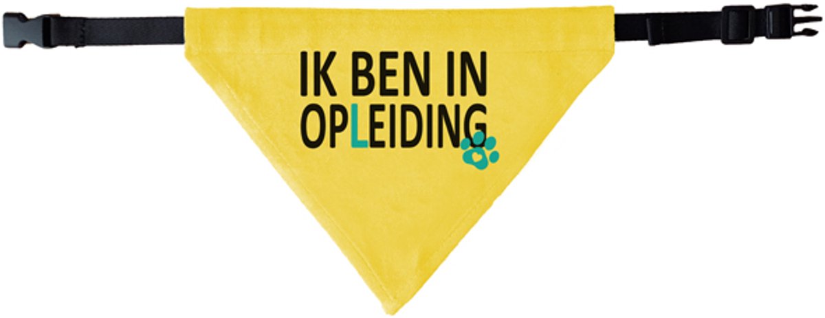 Gele halsband bandana - Ik ben in opleiding. Een Gele honden bandana staat voor signalering en veiligheid en valt goed op!