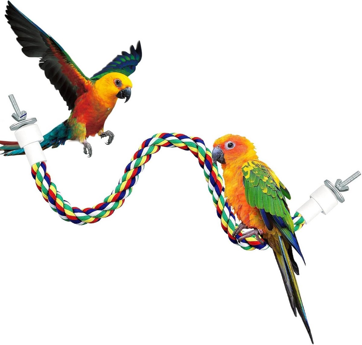 Zittouw voor vogels en parkieten met metalen moeder, diverse lengtes