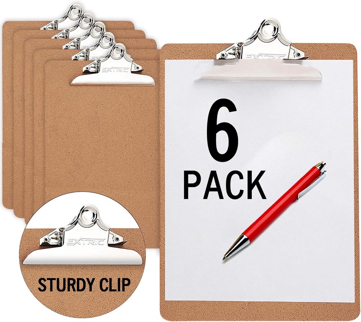 6 Stuks Klembord Letterformaat - Klemborden voor Papieropslag 8.5x11 inch