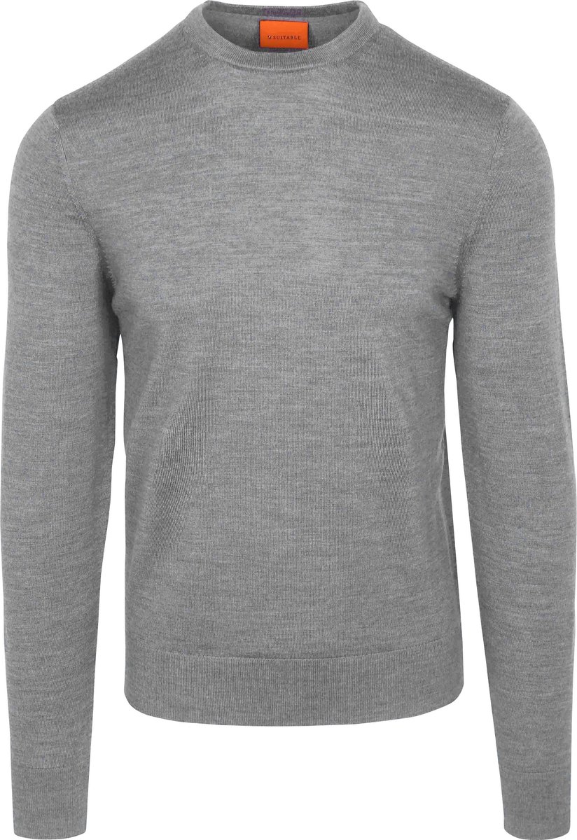 Suitable Merino Pullover Grijs - Maat 3XL - Heren - Sweater