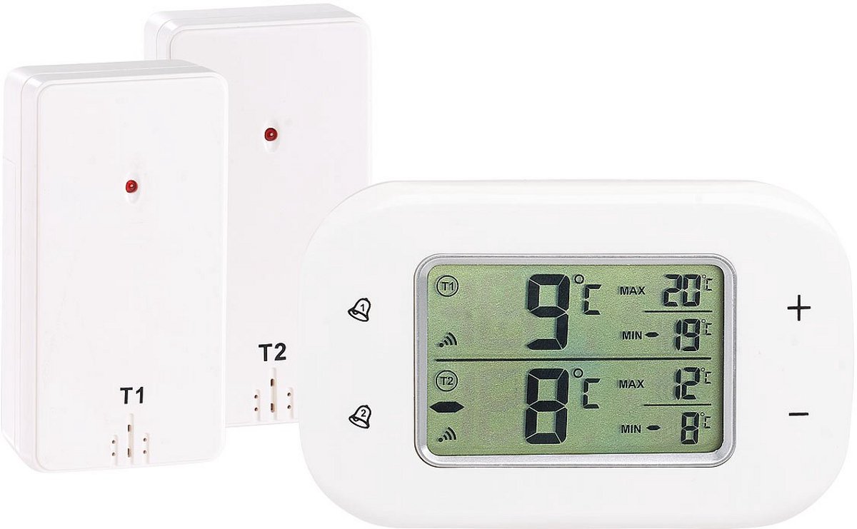 Draadloze Koelkast- en Vrieskastthermometer met 2 Sensoren en Alarmfunctie