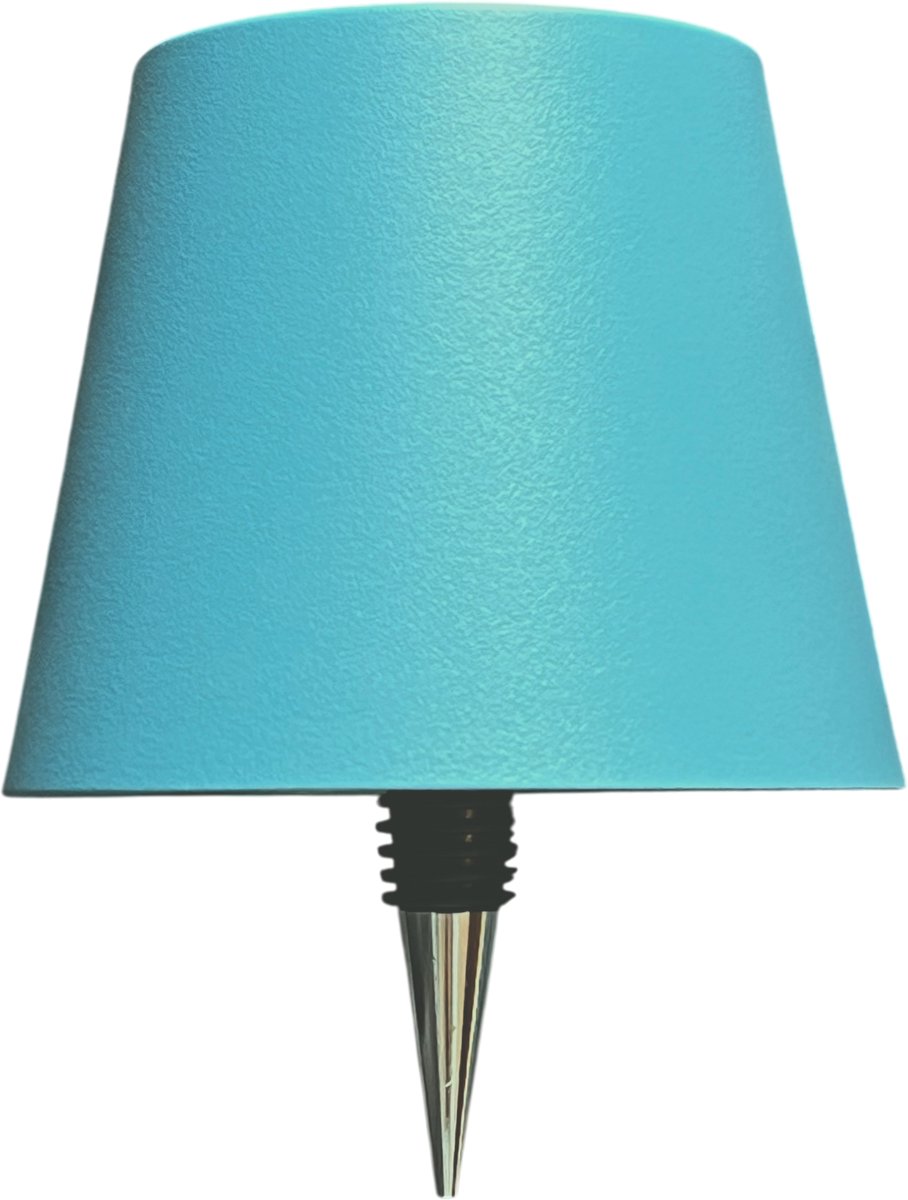 Draadloze Design Tafellamp – 3 Lichtkleuren – Geborsteld Metaal – Blauw – 2600mAh – IP54 Spatwaterdicht – LED Fleslamp – Oplaadbaar – Touch bediening – Sfeerverlichting voor Binnen & Buiten