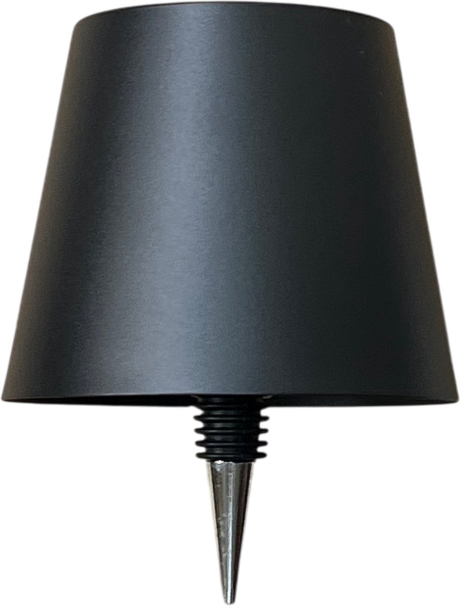 Draadloze Design Tafellamp – 3 Lichtkleuren – 2600mAh batterij gaat 10 uur mee – Geborsteld Metaal – Zwart – IP54 Spatwaterdicht – LED Fleslamp – Oplaadbaar – Touch bediening – Sfeerverlichting voor Binnen & Buiten