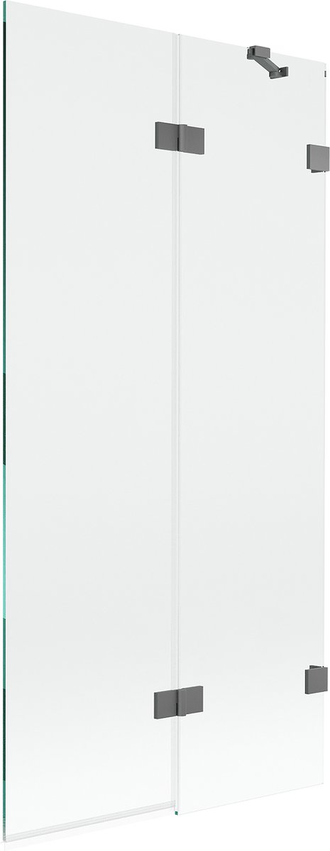 Mexen Lunar badwand 2-delig rechts 90 x 150 , transparant, gun metal - 897-090-100-95-00-P