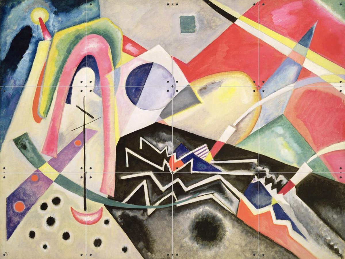 IXXI White Zig-Zags, Kandinsky & Bridgeman Images - 80 x 60 cm - Gratis ophangtool - Grote wanddecoratie en posters - Geometrische Kunst, Kleurrijk