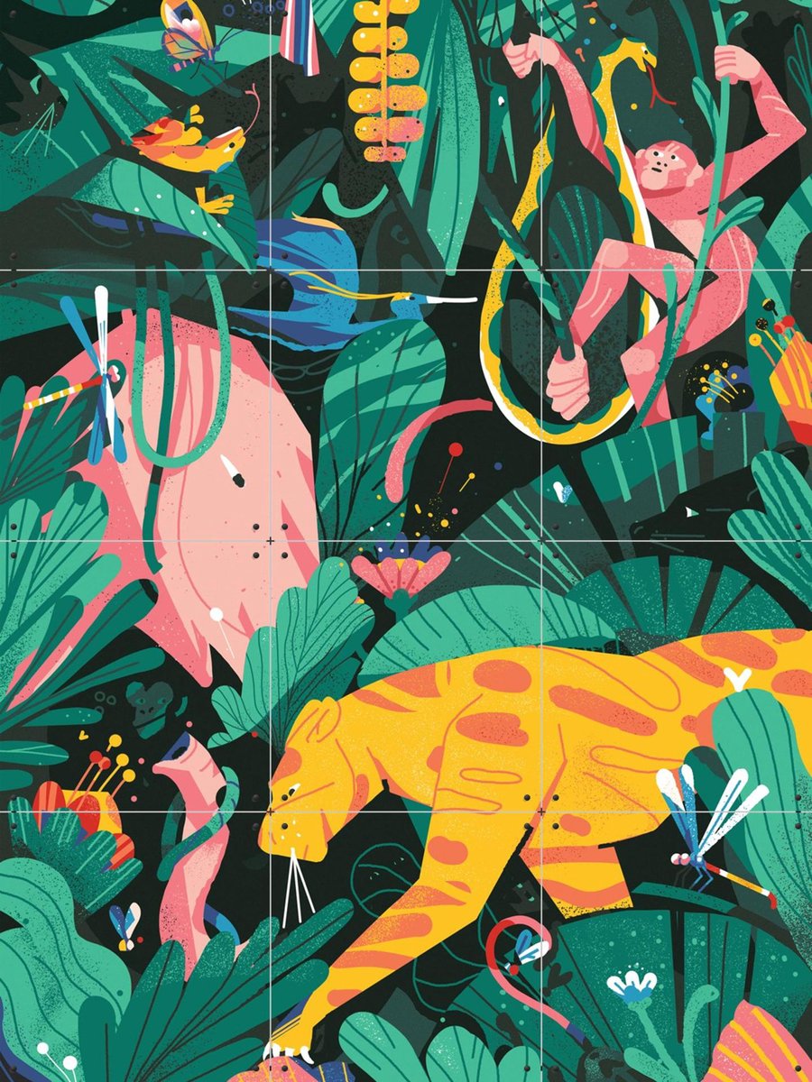 IXXI Jungle 2, Studio Muti - 60 x 80 cm - Gratis ophangtool - Grote wanddecoratie en posters - Speels, Grafisch Ontwerp, Digitale Kunst, Illustraties