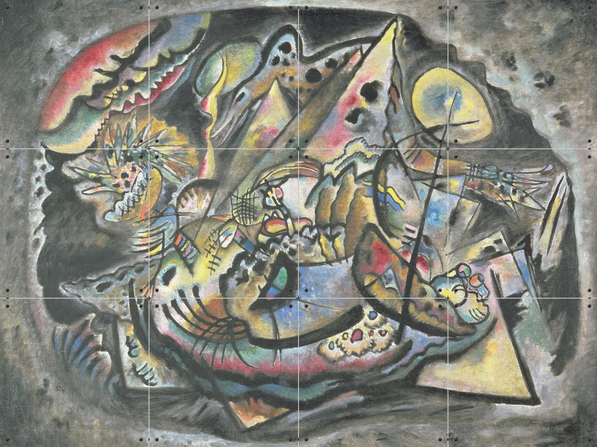 IXXI Composition The Grey Oval, Kandinsky & Bridgeman Images - 80 x 60 cm - Gratis ophangtool - Grote wanddecoratie en posters - Klassiek, Abstract