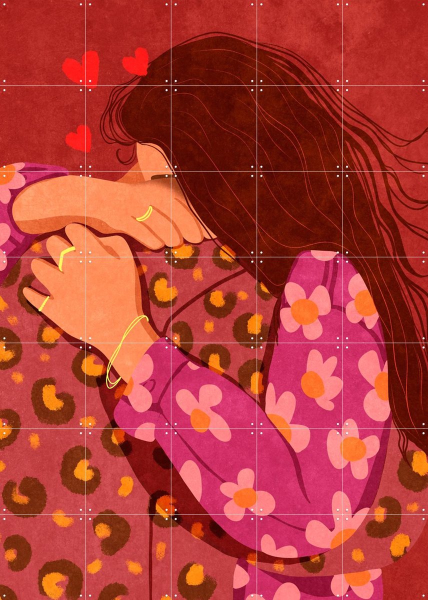 IXXI Hold Me Tight, Raissa Oltmanns - 100 x 140 cm - Gratis ophangtool - Grote wanddecoratie en posters - Illustraties, Speels, Kleurrijk, Grafisch