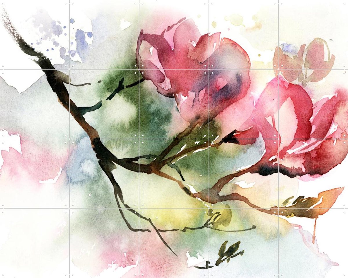 IXXI Flower Branch, Canot Stop Painting - 100 x 80 cm - Gratis ophangtool - Grote wanddecoratie en posters - Kleurrijk, Aquarel, Impressionisme