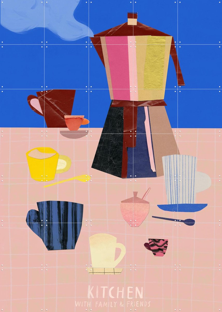 IXXI Espresso 3, Signorinah - 100 x 140 cm - Gratis ophangtool - Grote wanddecoratie en posters - Collage, Vintage, Speels, Illustraties, Kleurrijk