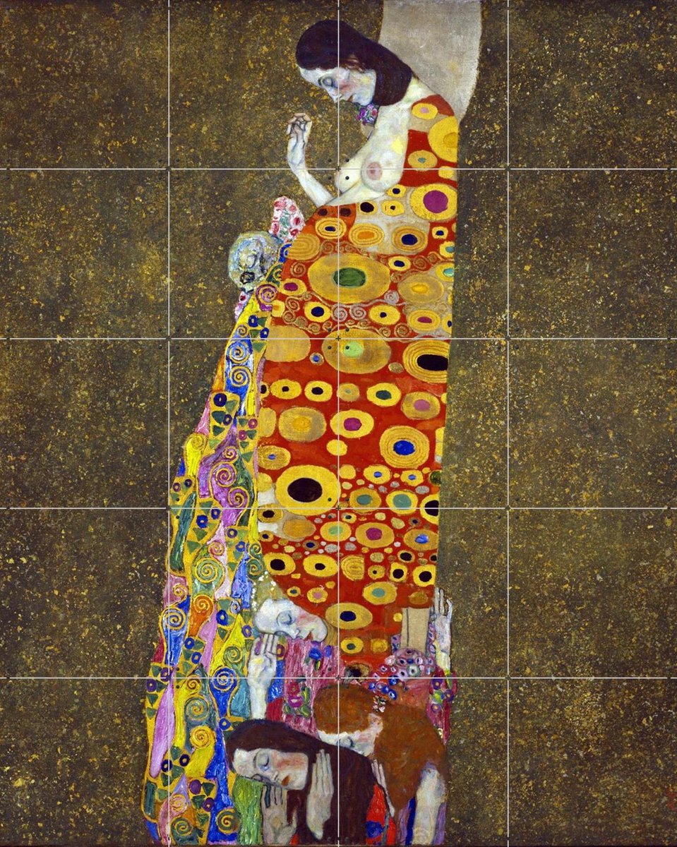 IXXI Espoir II 1907, Gustav Klimt & Bridgeman Images - 80 x 100 cm - Gratis ophangtool - Grote wanddecoratie en posters - Olieverf, Art Nouveau