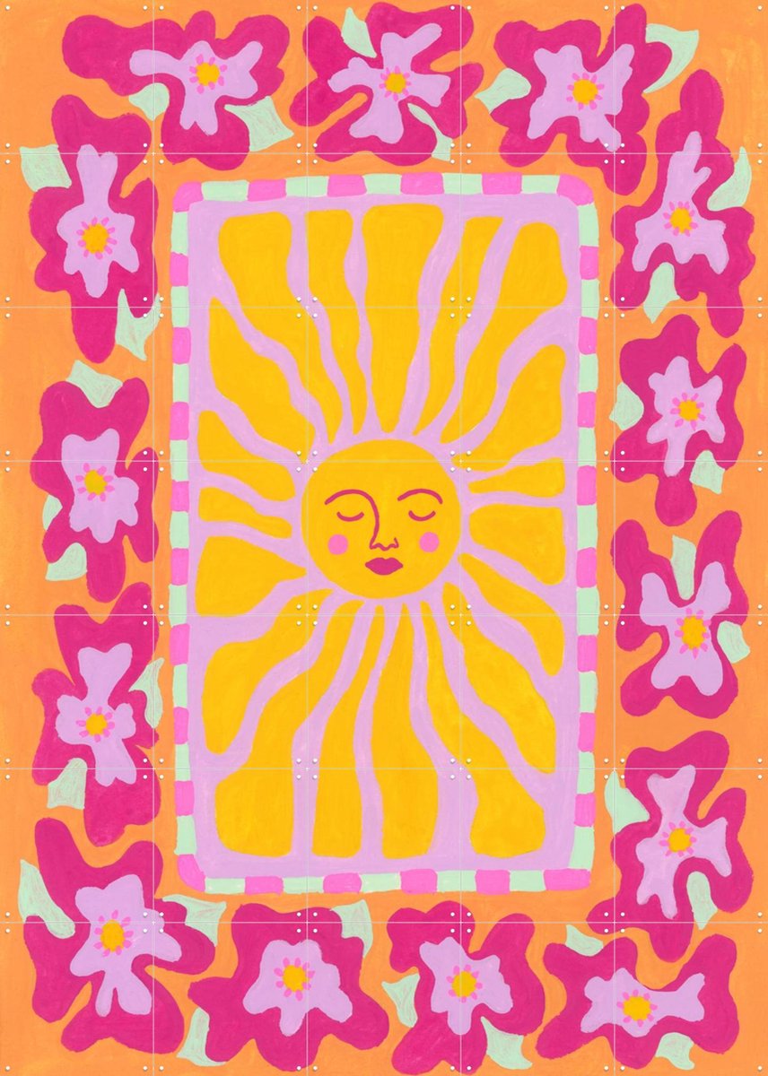IXXI Sunshine, Kirsten Blom Art & Illustration - 100 x 140 cm - Gratis ophangtool - Grote wanddecoratie en posters - Fantasierijk, Pop art, Kleurrijk