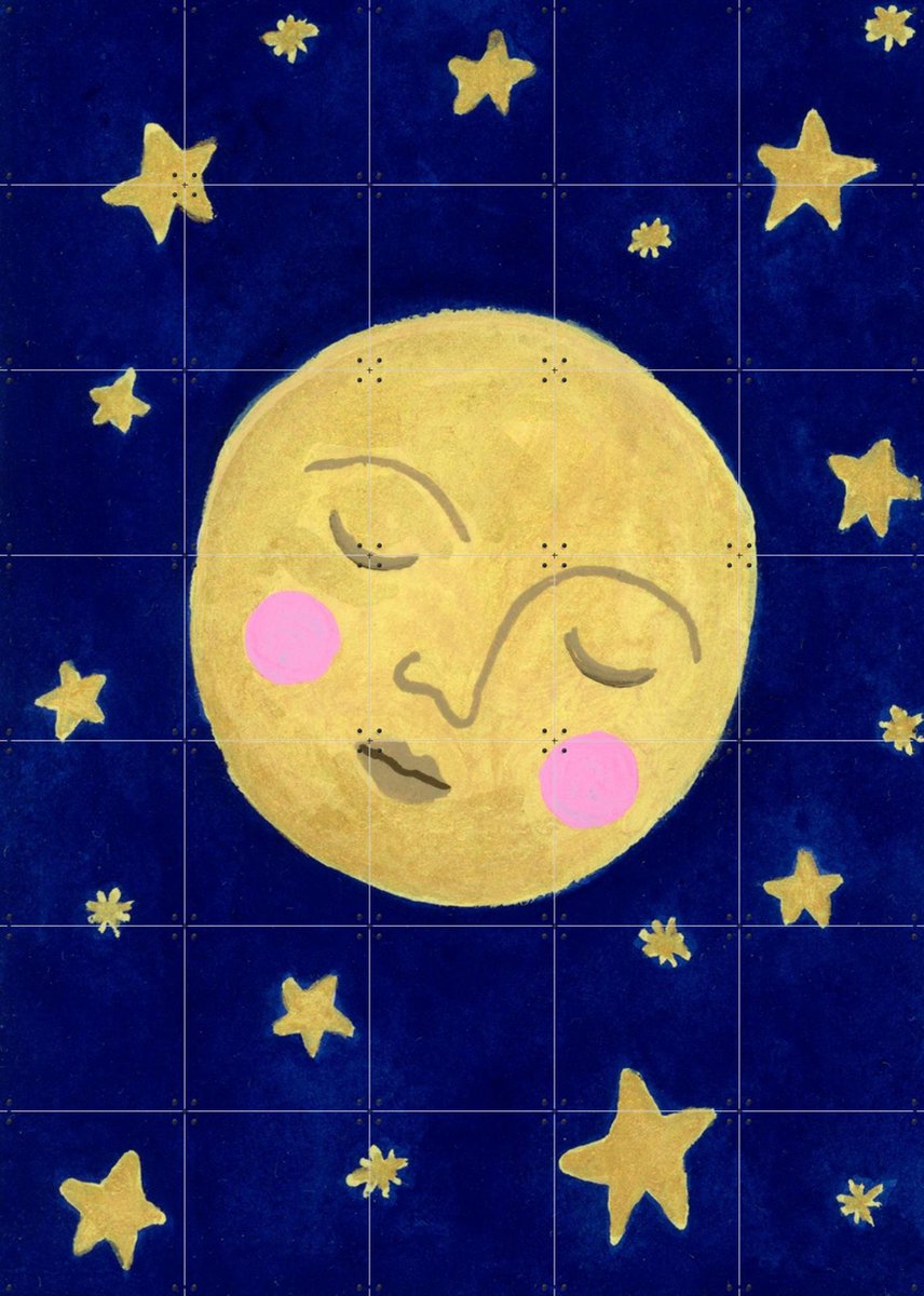 IXXI Sleepy Moon, Kirsten Blom Art & Illustration - 100 x 140 cm - Gratis ophangtool - Grote wanddecoratie en posters