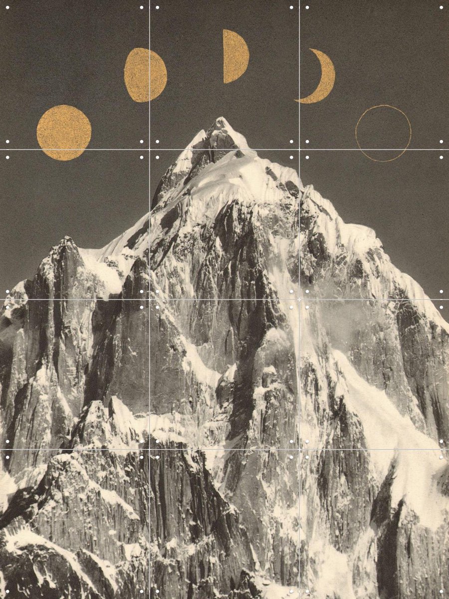 IXXI Moon Phases, Florent Bodart - 60 x 80 cm - Gratis ophangtool - Grote wanddecoratie en posters - Vintage, Fotografie, Illustraties, Collage