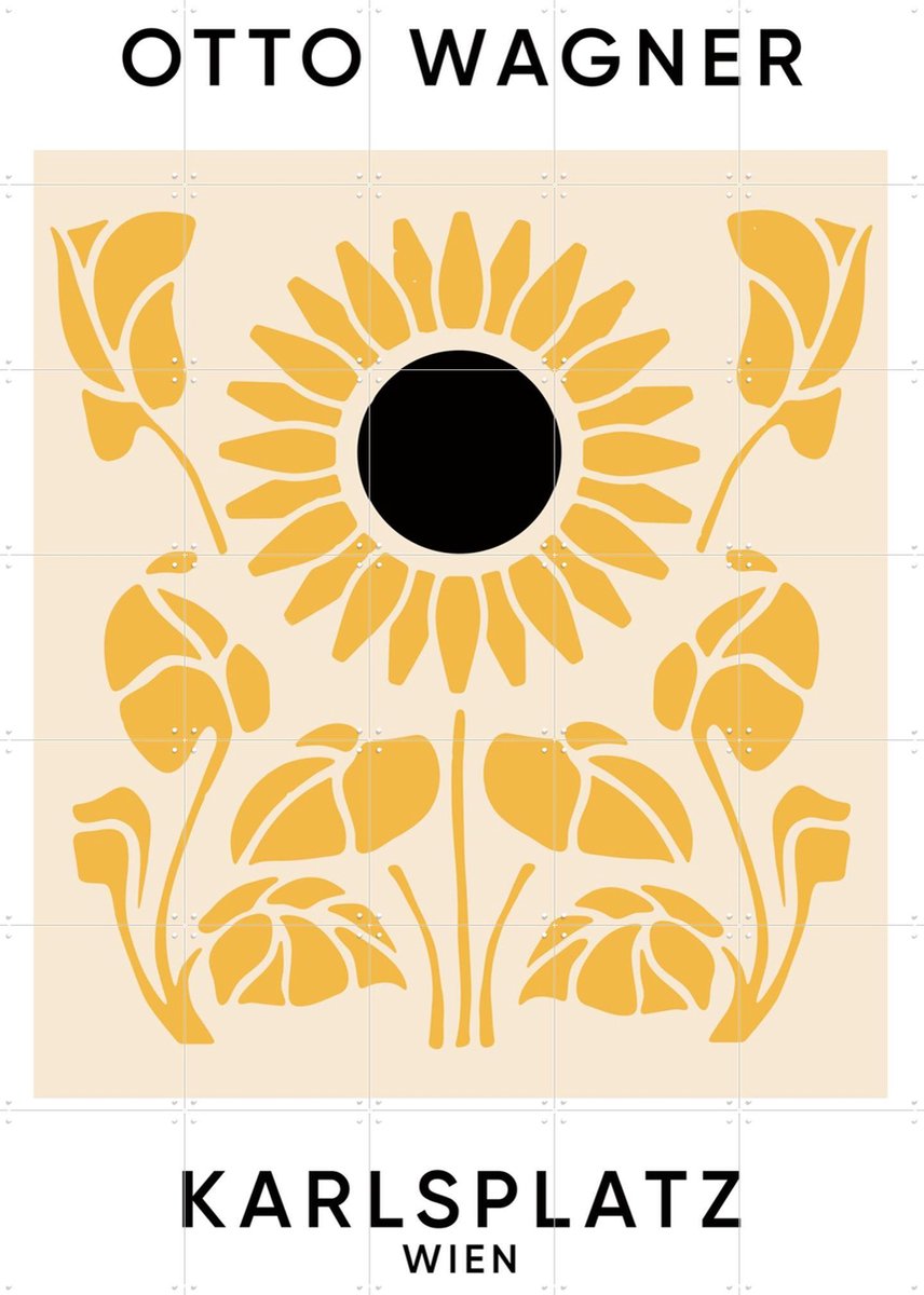 IXXI Karlsplatz Wien, Florent Bodart - 100 x 140 cm - Gratis ophangtool - Grote wanddecoratie en posters - Illustraties, Geometrische Kunst, Vintage