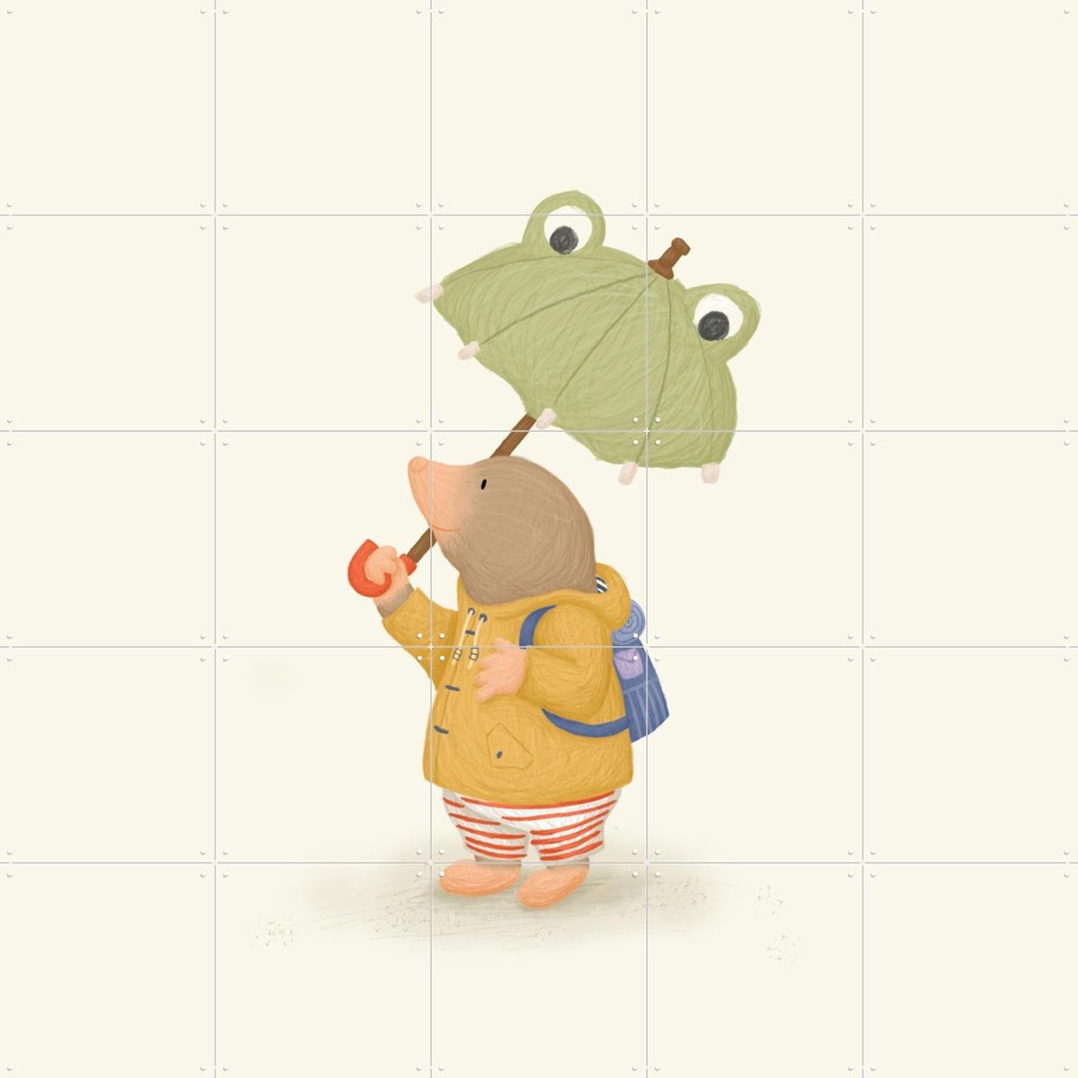 IXXI Rain Mole, Studio Phie - 100 x 100 cm - Gratis ophangtool - Grote wanddecoratie en posters - Fantasierijk, Cartoonesk, Illustraties, Speels