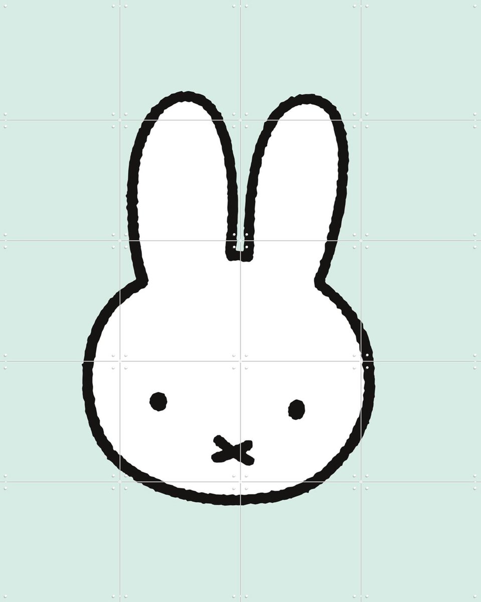 IXXI Hallo Nijntje Groen, Nijntje - 80 x 100 cm - Gratis ophangtool - Grote wanddecoratie en posters - Cartoonesk, Illustraties, Minimalisme, Speels
