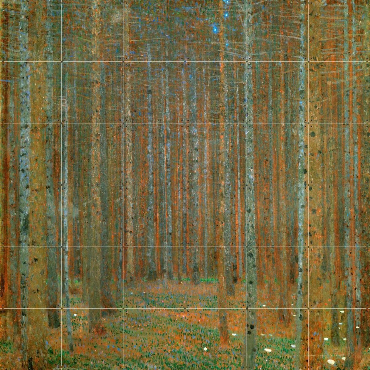 IXXI Fir Forest I, Gustav Klimt & Bridgeman Images - 120 x 120 cm - Gratis ophangtool - Grote wanddecoratie en posters - Art Nouveau, Olieverf